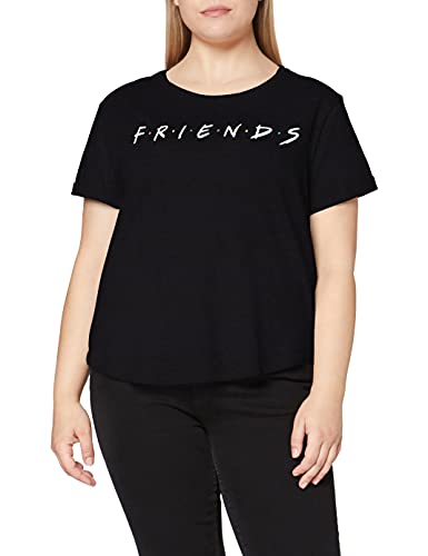 FRIENDS Títulos Camiseta, Negro, 38 para Mujer